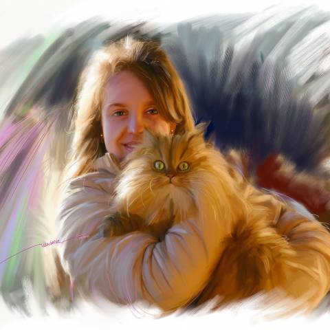 Garota com Gato de Estimação